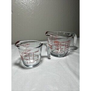 Anchor Hocking 2-Piece Glass Measuring Cup Set 1-Cup 2-Cup Red Markings